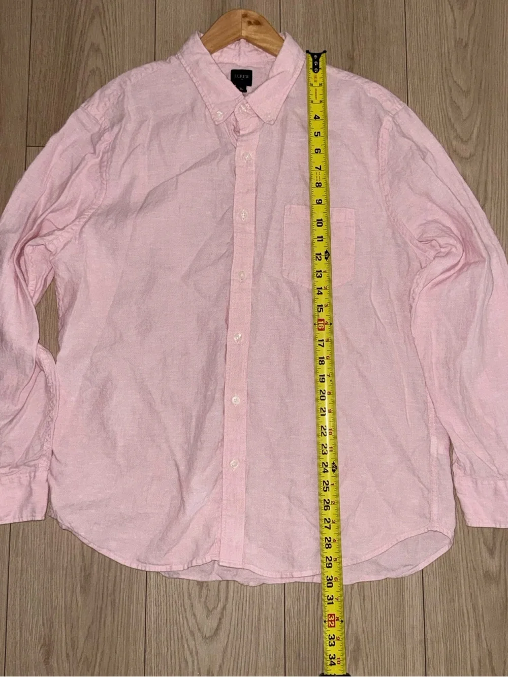 J Crew Men's XL light Pink Linen Cotton Button-down Long Sleeve Shirt Slim Fit